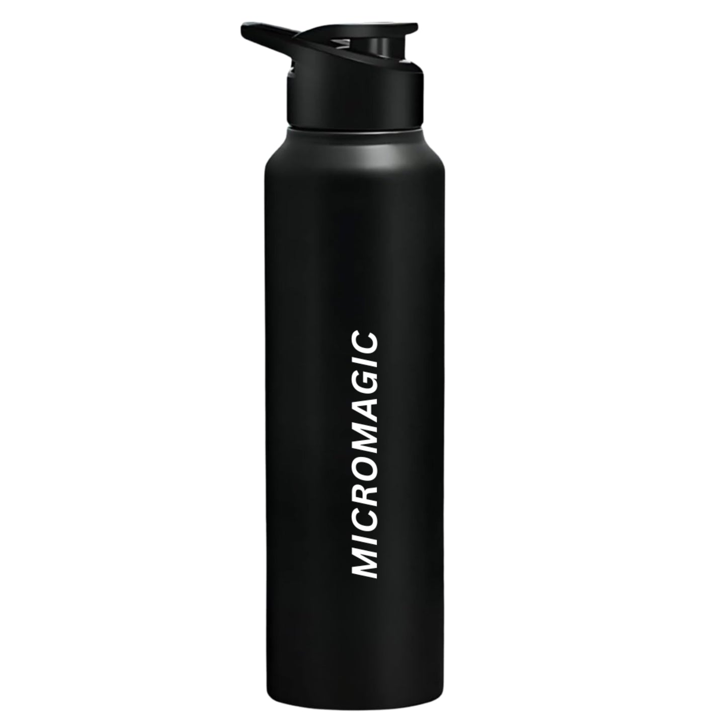 MicroMagic Stainless Steel 1 litre Water Bottle | Rust-Free, BPA-Free, Non-Toxic | Faster Cooling | Portable for Office, Gym, School & College – Black