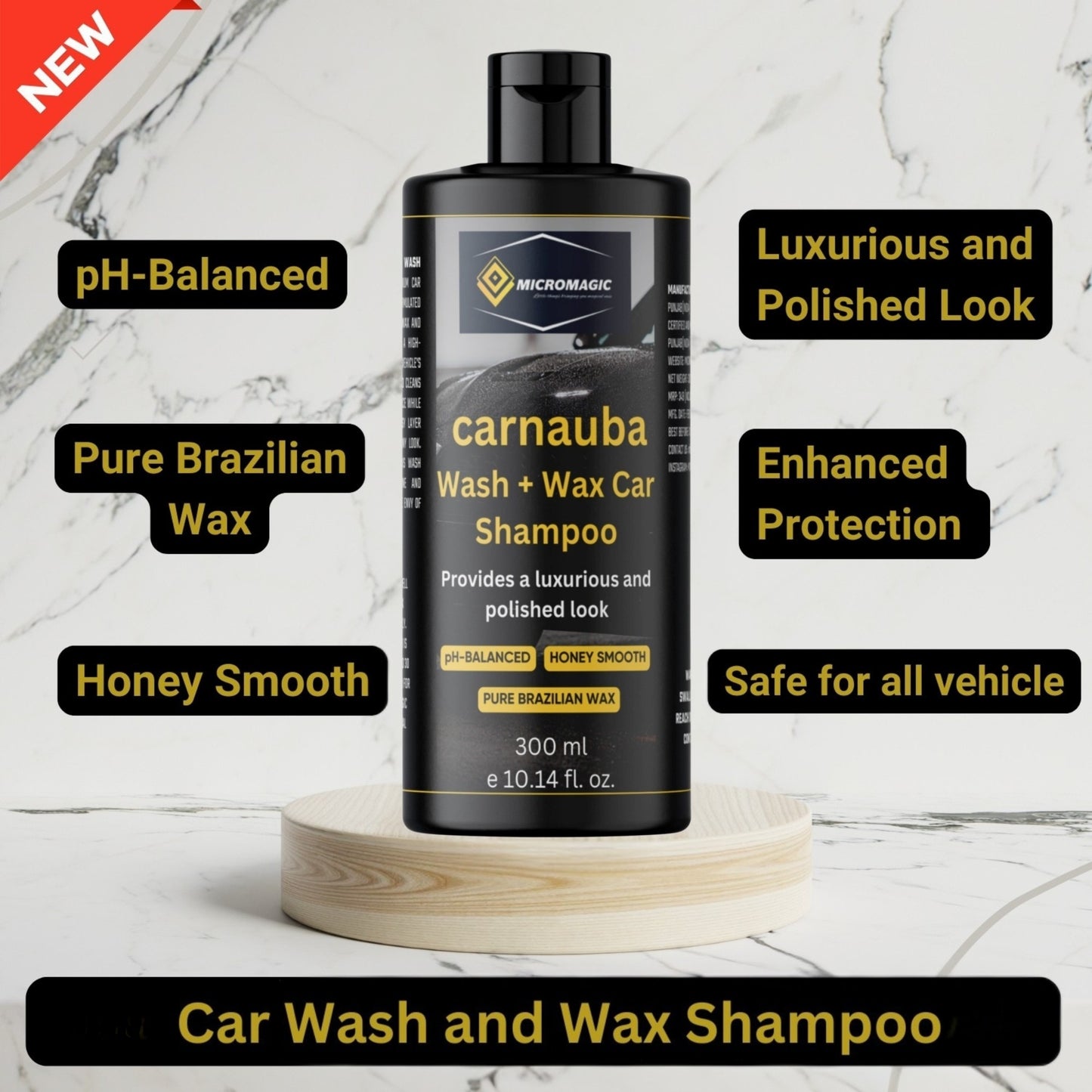 MICROMAGIC CARNAUBA CAR WASH AND WAX SHAMPOO (300ML)