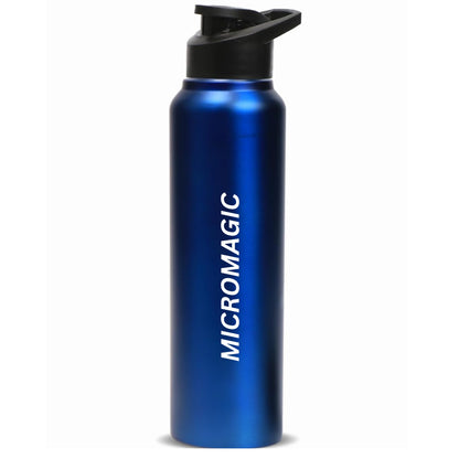 MicroMagic Stainless Steel 1 litre Water Bottle | Rust-Free, BPA-Free, Non-Toxic | Faster Cooling | Portable for Office, Gym, School & College – Black